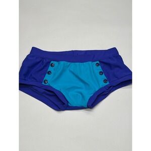 Modus Vivendi Mens‎ Swim Shorts Blue Turquoise Sailor Button Detail Size XL